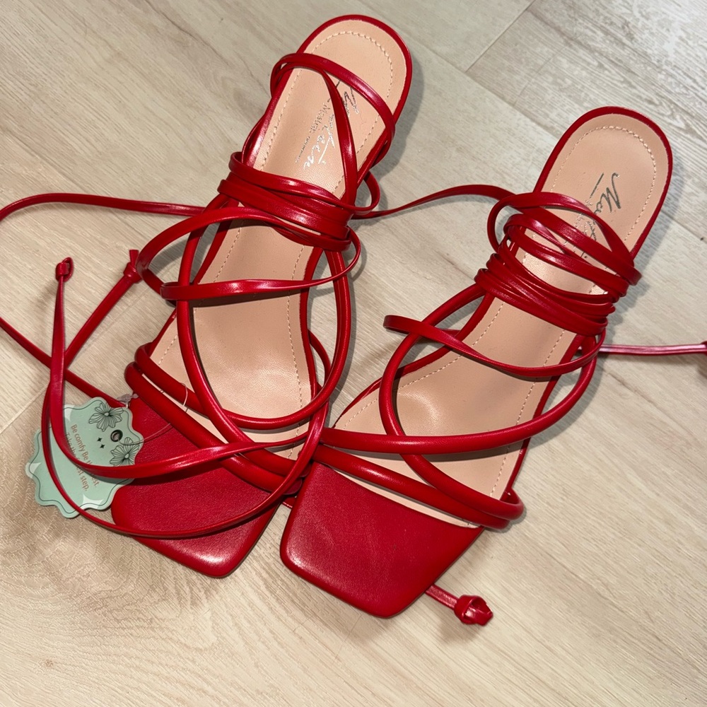 Red Strappy Heeled Sandals